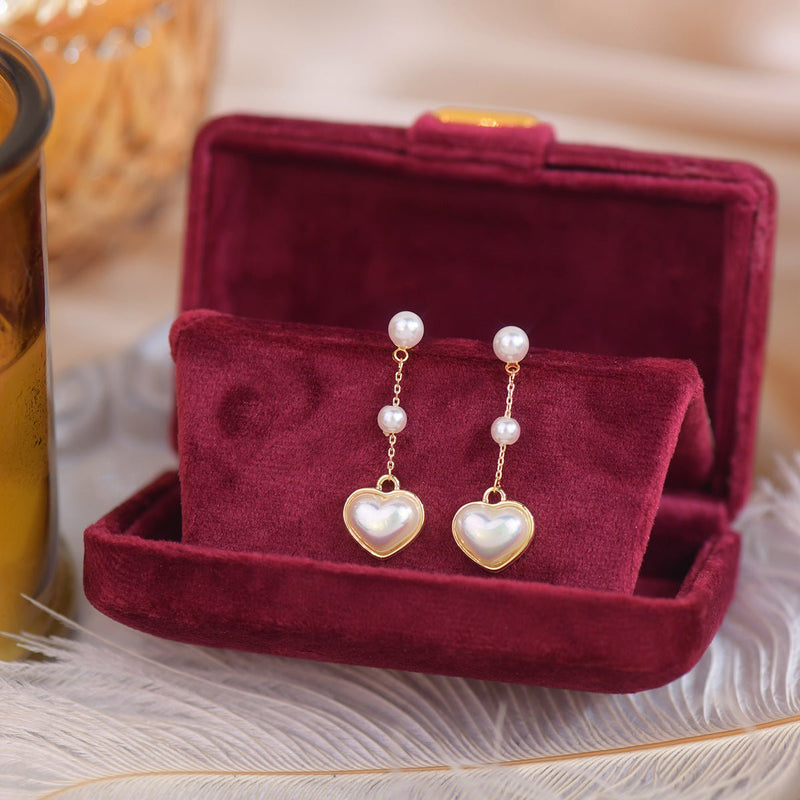 [sample ] Pearl Heart Earrings