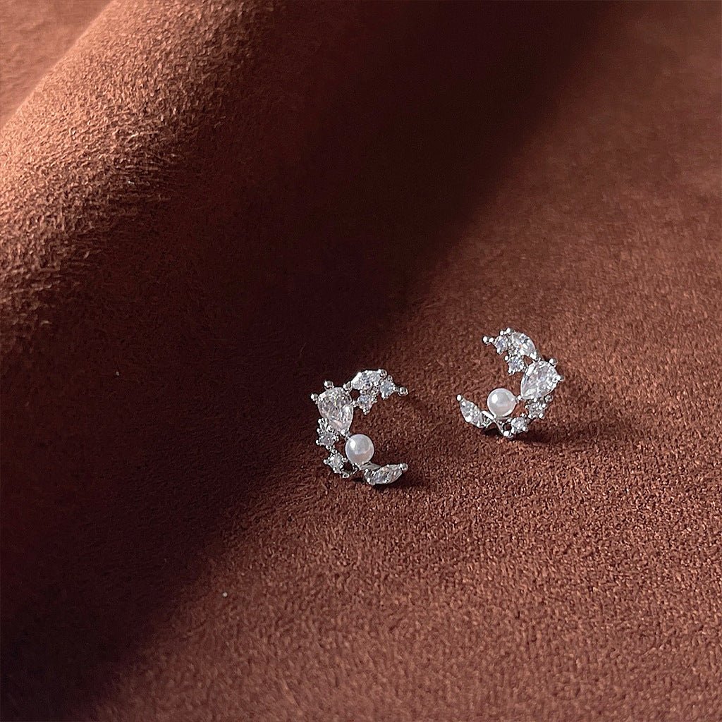 Pearly Moon Stud Earrings