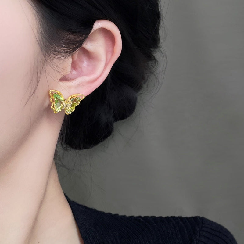 Peridot Butterfly Earrings