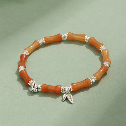 Peridot White Jade Bamboo Fu Symbolic Luck Bracelet