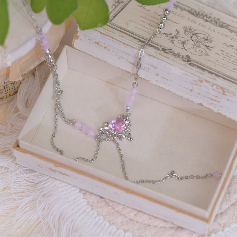 Athena Pink Heart Necklace