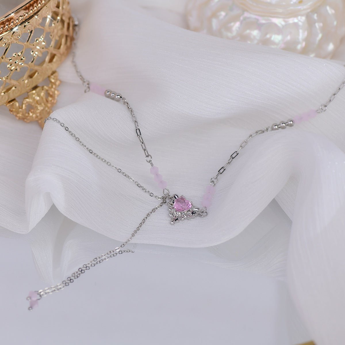 Athena Pink Heart Necklace
