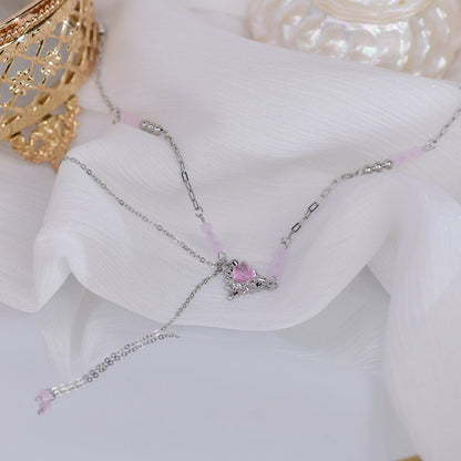 Athena Pink Heart Necklace