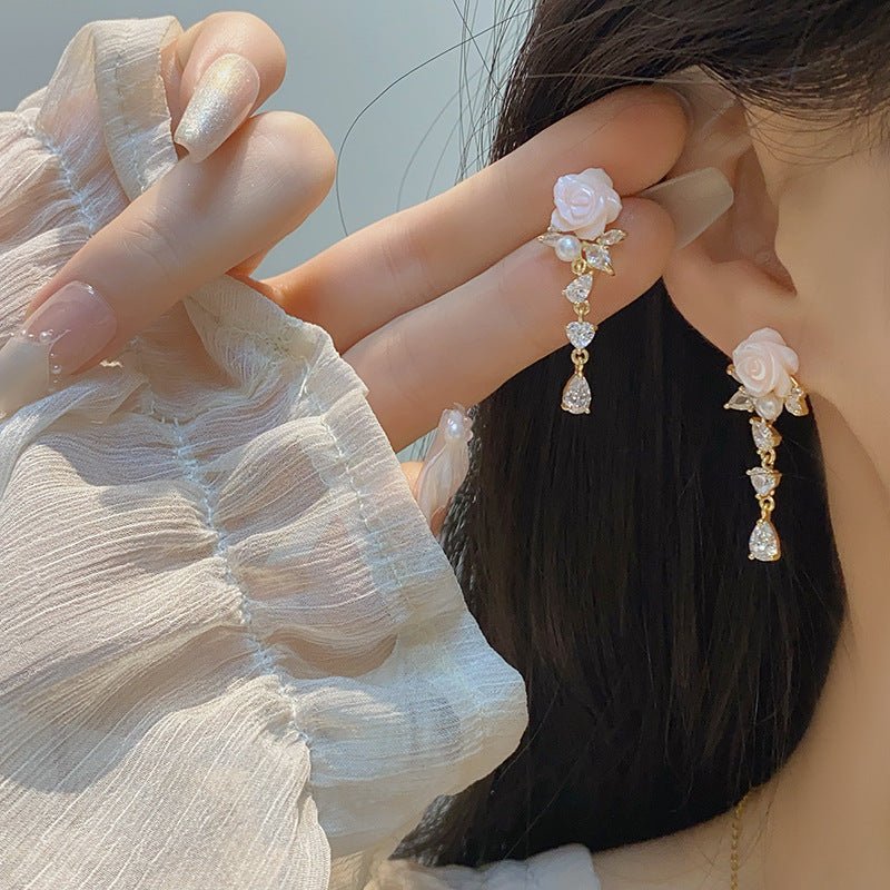 Talia Pink Rose Drop Earrings