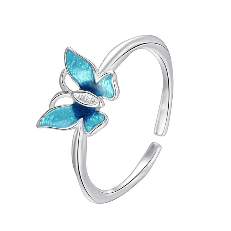 Delicate Blue Butterfly Ring