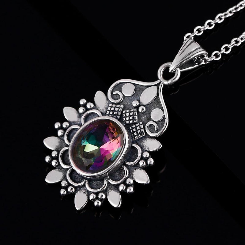 Mystic Rainbow Flower Necklace