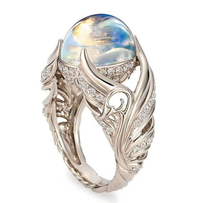 Majestic White Swan Moonstone Ring