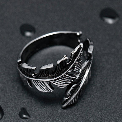 Feather Titanium Steel Wrap Ring