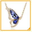 Butterfly Crystals Pendant Silver Plated Necklace