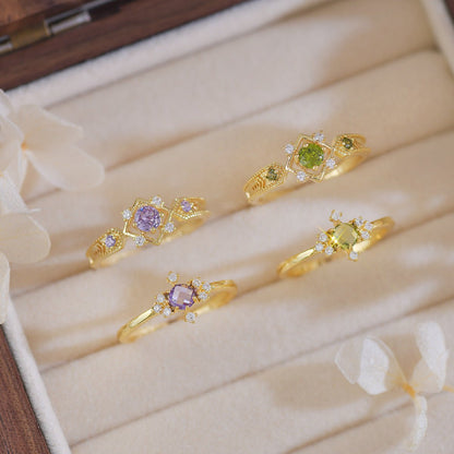 Amethyst Baroque Ring Set