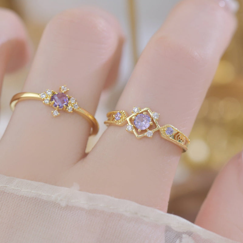Amethyst Baroque Ring Set