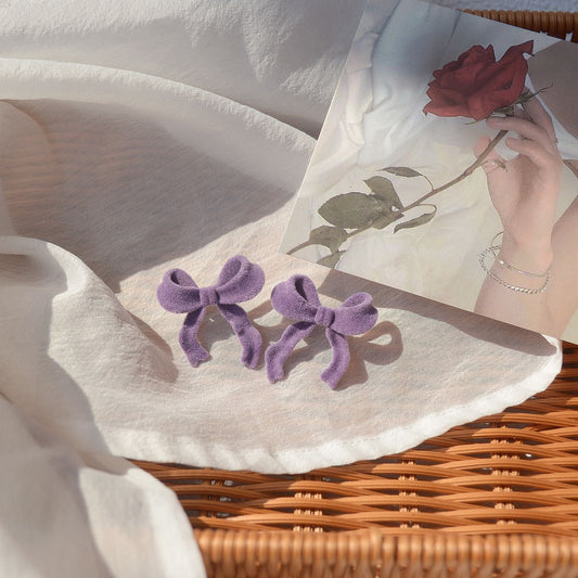 [] Purple Bow Earrings