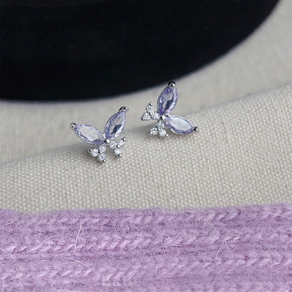 Purple Butterfly Stud Earrings