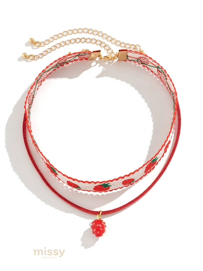Kambree Strawberry Layered Necklace Set