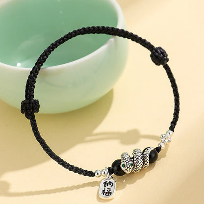 Red Agate Fu Character 15-18cm Lucky Snake Bracelet