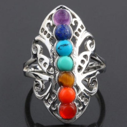 7 Chakra Natural Stone Reiki Ring