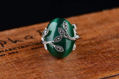 Agate Jade Silver Plated Ring