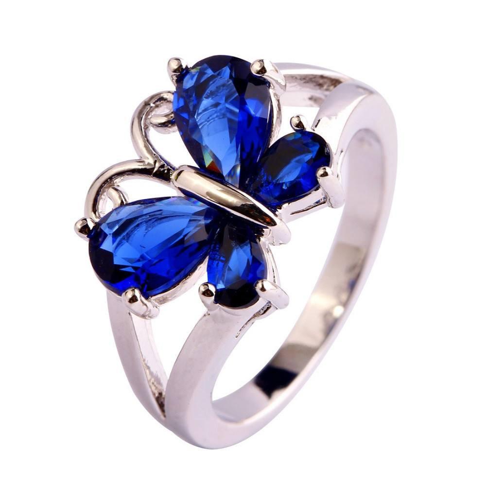 Crystal Butterfly Silver Ring