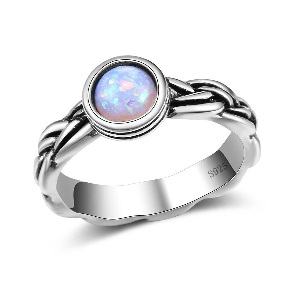 Dainty Opal Silver Ring