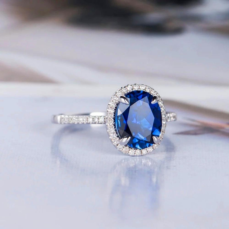 Blue Crystal Silver Ring