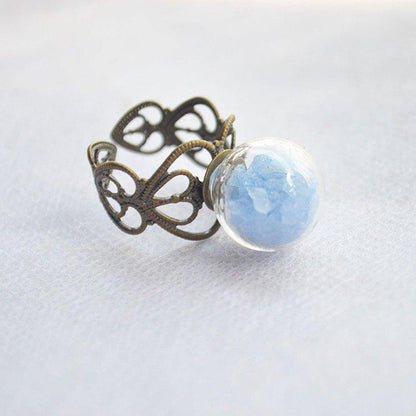 Glow in the Dark Glass Ball Heart Ring