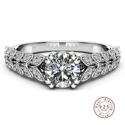 Majestic Crystal Flower Silver Ring