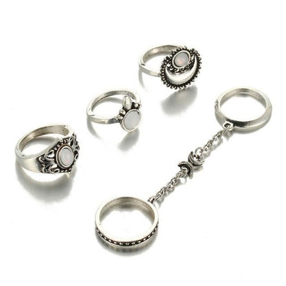 Moon & Sun Opal Ring Set
