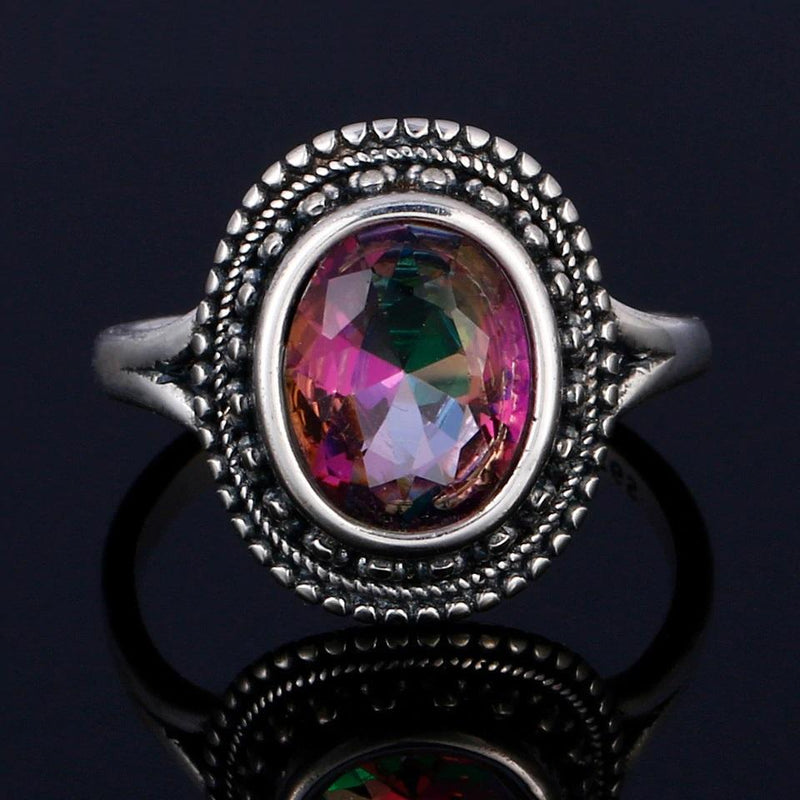 Mystic Rainbow Topaz Silver Ring