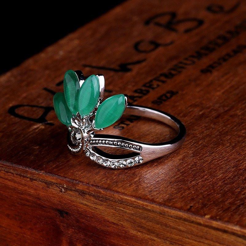 Natural Agate Jade Crystal Ring