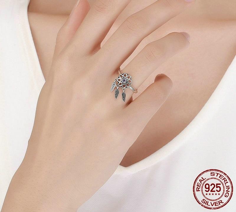 Purple Dreamcatcher Sterling Silver Ring