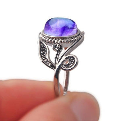 Purple Moonstone Flower Ring