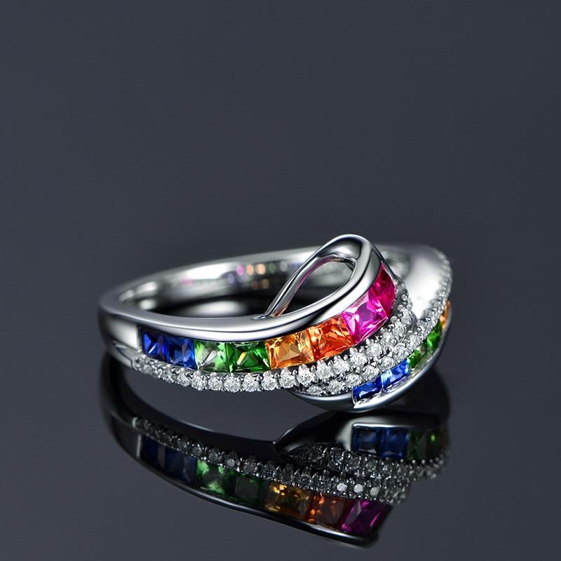 Rainbow Crystal Charms Ring