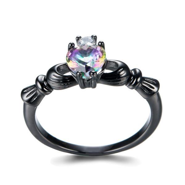 Rainbow Heart Claddagh Ring