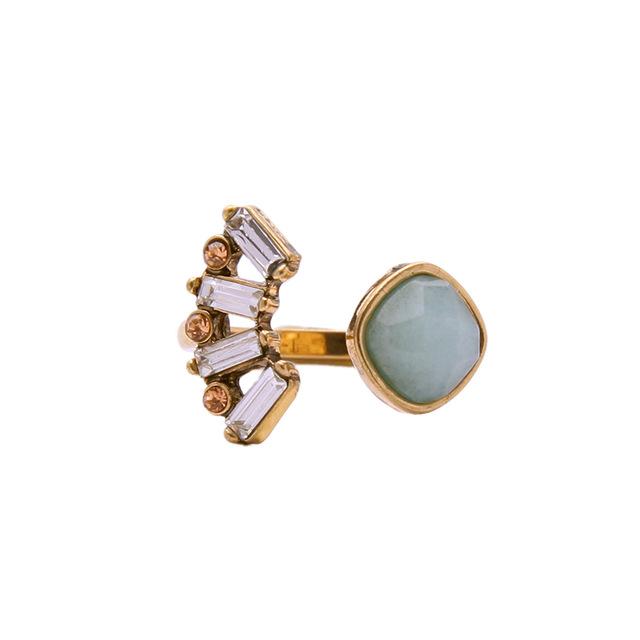 Retro Style Crystal Open Ring