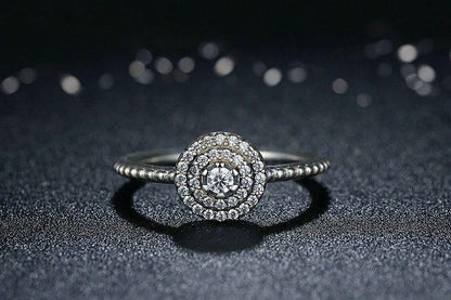 Round Flower Silver Ring