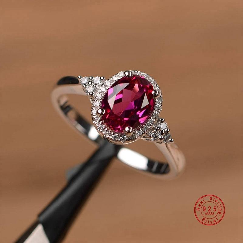 Sparkling Red Crystal Silver Ring