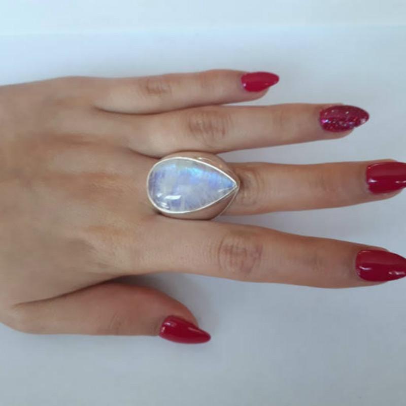 Water Drop Moonstone Ring