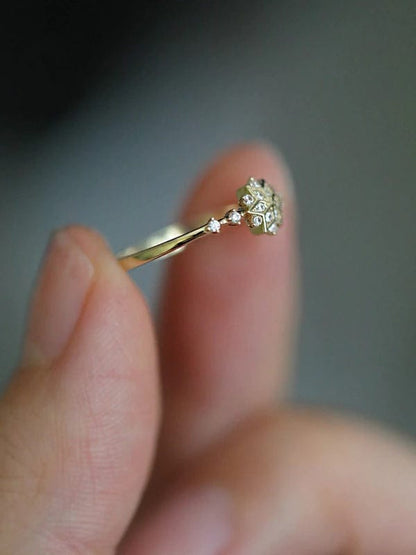 14k Gold Sterling Silver Snowflake Ring