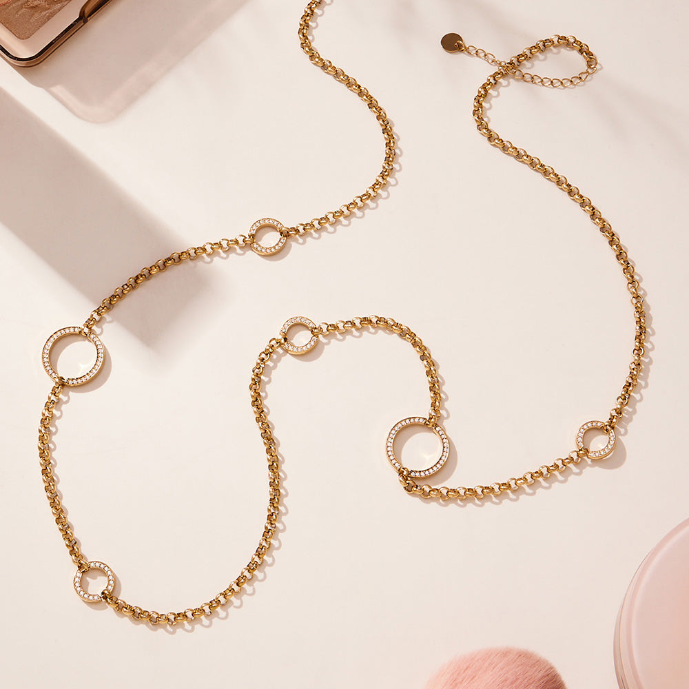 The Soleil Linked Circle Long Necklace