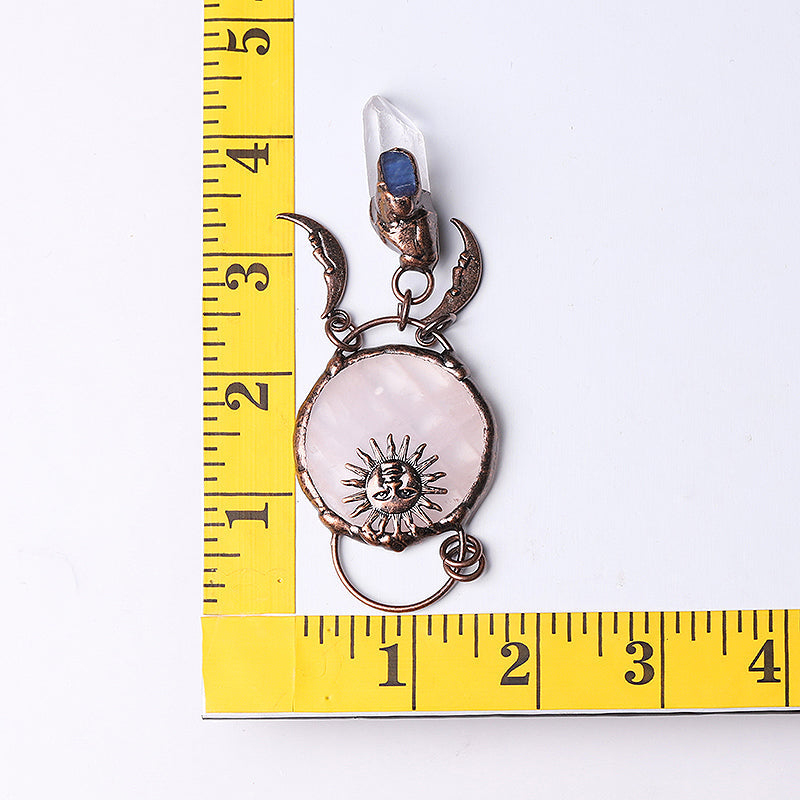 Rose Quartz With Clear Quartz Kyanite 4 Inch Pendant