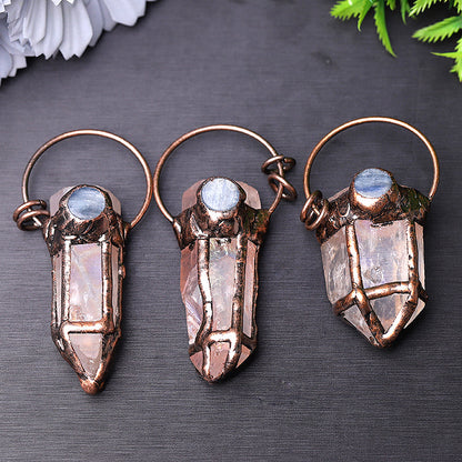 Rose Quartz Pendant With Kyanite 2-3 Inch Healing Jewelry