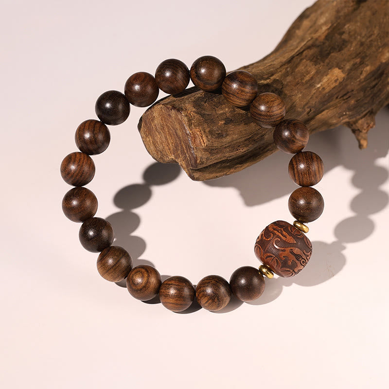Rosewood Spiritual Bracelet With Fu Character | Warmth & Luck
