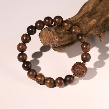 Rosewood Spiritual Bracelet With Fu Character | Warmth & Luck
