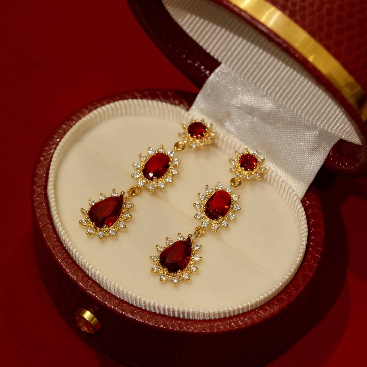 Rosa Ruby Drop Earrings
