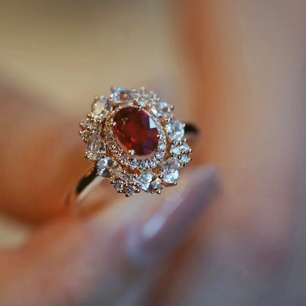 Ruby Dahlia Ring