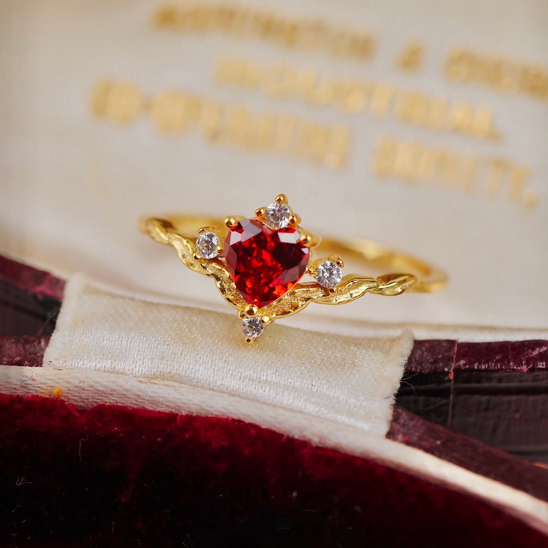 Ruby Heart Tiara Ring