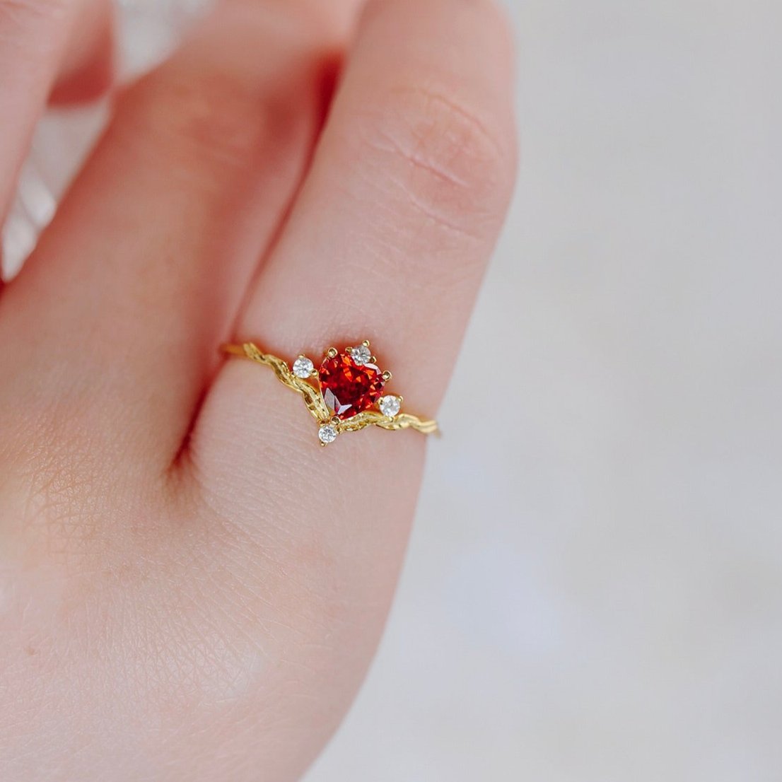 Ruby Heart Tiara Ring