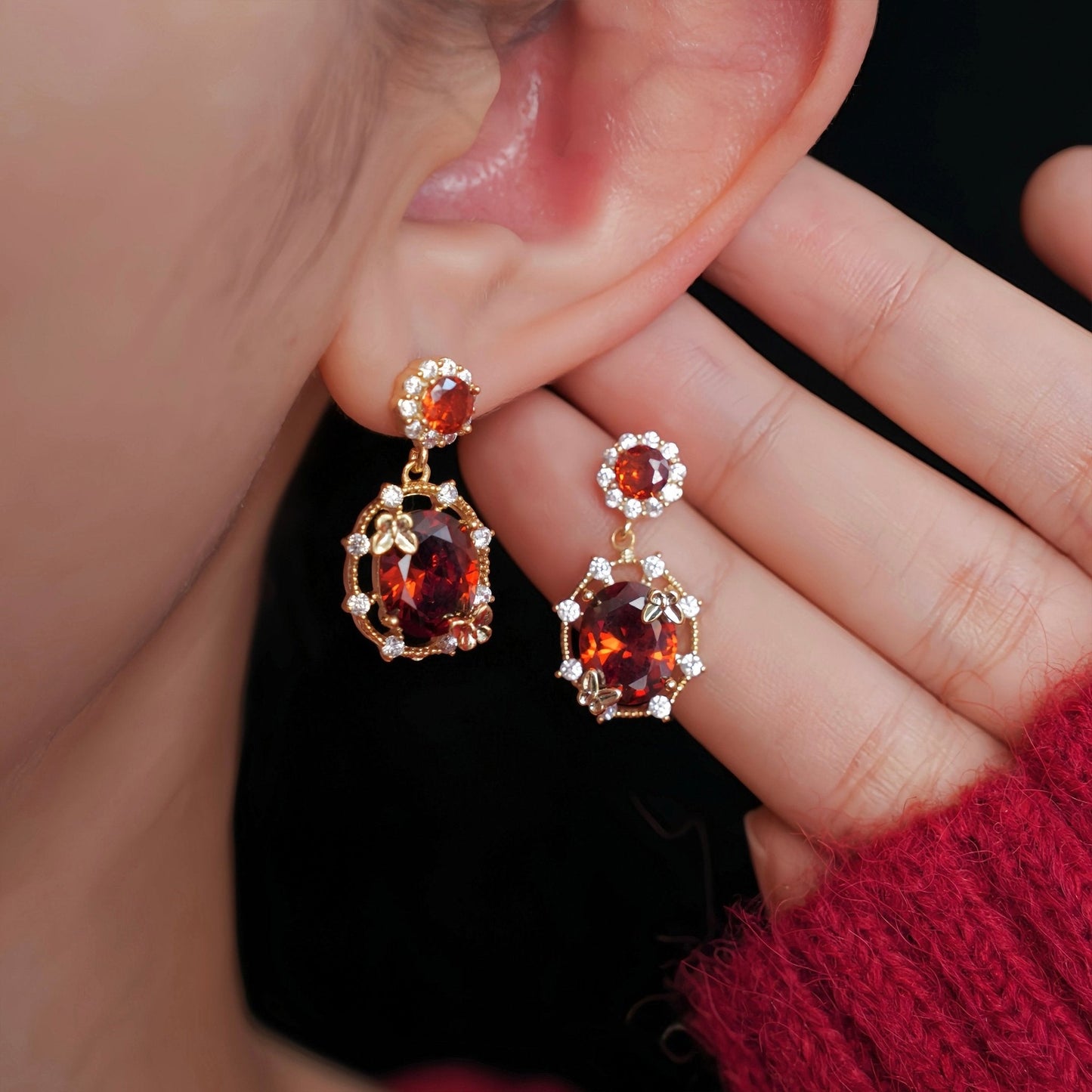 Scarlet Butterfly Drop Earrings