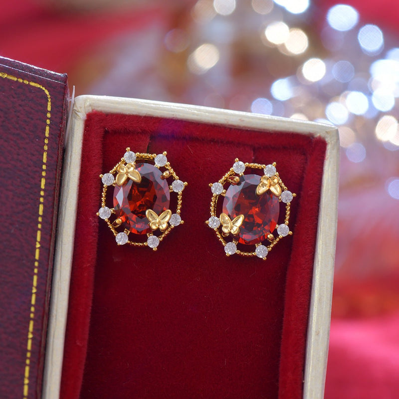 Scarlet Butterfly Stud Earrings