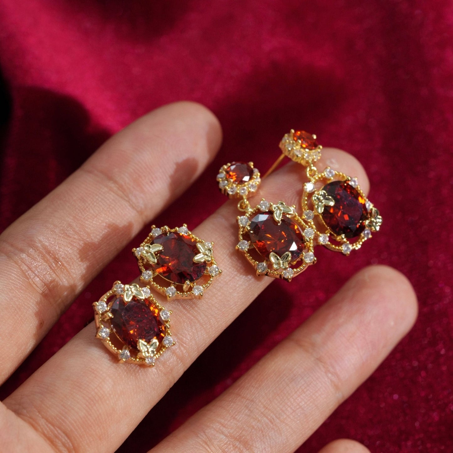 Scarlet Butterfly Stud Earrings